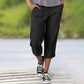 Pantalon cargo capri avec ceinture et plis au bas et plusieurs poches