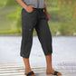 Pantalon cargo capri avec ceinture et plis au bas et plusieurs poches