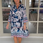 Robe décontractée pour femme avec col en V et motif floral
