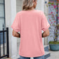 Haut décontracté à col en V pour femme