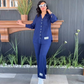 Ensemble chemise ample à manches longues et pantalon large fendu taille haute pour femme
