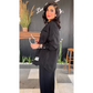 Ensemble chemise ample à manches longues et pantalon large fendu taille haute pour femme