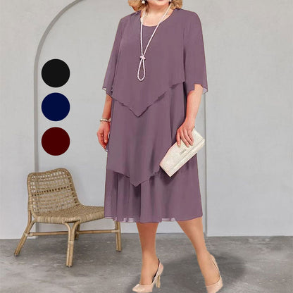 Robe midi superposée grande taille