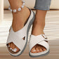 Chaussons de plage pour femmes, couleur unie, avec boucle de ceinture croisée