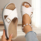 Chaussons de plage pour femmes, couleur unie, avec boucle de ceinture croisée