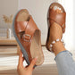 Chaussons de plage pour femmes, couleur unie, avec boucle de ceinture croisée