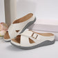 Chaussons de plage pour femmes, couleur unie, avec boucle de ceinture croisée