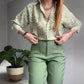 Ensemble 2 pièces chemise imprimée et pantalon à boutons pour femme