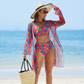 Maillot de bain 3 pièces imprimé multicolore pour femme