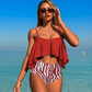 Ensemble bikini deux pièces taille haute à volants sexy pour femme