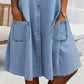 🎁Temps limité 50 % RÉDUCTION⏳Mini-robe bleue simple en denim avec col et dentelle