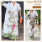 Robe longue à manches longues pour femme avec imprimé, col en V et col