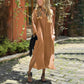 Robe longue décontractée pour femme avec col en V, poches et ourlet fendu