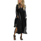 Robe longue décontractée pour femme avec col en V, poches et ourlet fendu