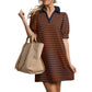 Robe décontractée à rayures et col en V pour femme