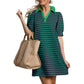 Robe décontractée à rayures et col en V pour femme