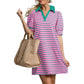 Robe décontractée à rayures et col en V pour femme