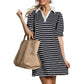 Robe décontractée à rayures et col en V pour femme