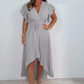 Robe style resort pour femme, col en V, pois, manches à volants