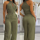 🌸Soldes d'été - 50 % de réduction🌸Ensemble haut court sans manches et pantalon taille haute pour femme