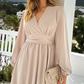 Robe portefeuille tendance pour femme avec col en V, taille empire et manches lanternes