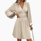 Robe portefeuille tendance pour femme avec col en V, taille empire et manches lanternes