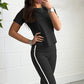 🏙️【Ensemble de sport urbain moderne pour femme avec col rond et design moulant】👗