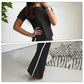 🏙️【Ensemble de sport urbain moderne pour femme avec col rond et design moulant】👗