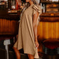 Robe plissée décontractée à volants et col en V pour femme