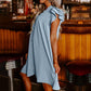 Robe plissée décontractée à volants et col en V pour femme