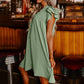 Robe plissée décontractée à volants et col en V pour femme
