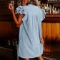 Robe plissée décontractée à volants et col en V pour femme