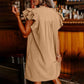 Robe plissée décontractée à volants et col en V pour femme