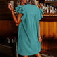 Robe plissée décontractée à volants et col en V pour femme