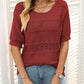 🏆Jusqu'à 49% de réduction !🌷Pull femme manches courtes col rond aspect ajouré et crochet