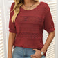 🏆Jusqu'à 49% de réduction !🌷Pull femme manches courtes col rond aspect ajouré et crochet