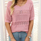 🏆Jusqu'à 49% de réduction !🌷Pull femme manches courtes col rond aspect ajouré et crochet