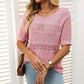 🏆Jusqu'à 49% de réduction !🌷Pull femme manches courtes col rond aspect ajouré et crochet