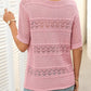 🏆Jusqu'à 49% de réduction !🌷Pull femme manches courtes col rond aspect ajouré et crochet