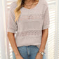 🏆Jusqu'à 49% de réduction !🌷Pull femme manches courtes col rond aspect ajouré et crochet