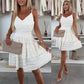 Robe courte à bretelles spaghetti et volants pour femme