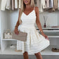 Robe courte à bretelles spaghetti et volants pour femme
