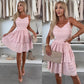 Robe courte à bretelles spaghetti et volants pour femme
