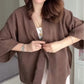 💖Cardigan femme à col en V et manches mi-longues de couleur unie