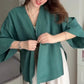 💖Cardigan femme à col en V et manches mi-longues de couleur unie