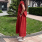 Robe ample et unie avec col en V et volants sur le devant