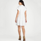 Robe plissée boutonnée pour femme avec revers et manches courtes