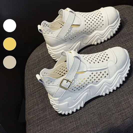 Dernier jour 50% de réduction🔥Chaussures d'été respirantes à semelles épaisses et ajourées pour femmes