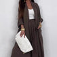 Ensemble 2 pièces cardigan décontracté et pantalon large pour femme