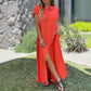 Robe chemise ample boutonnée décontractée pour femme avec fente latérale